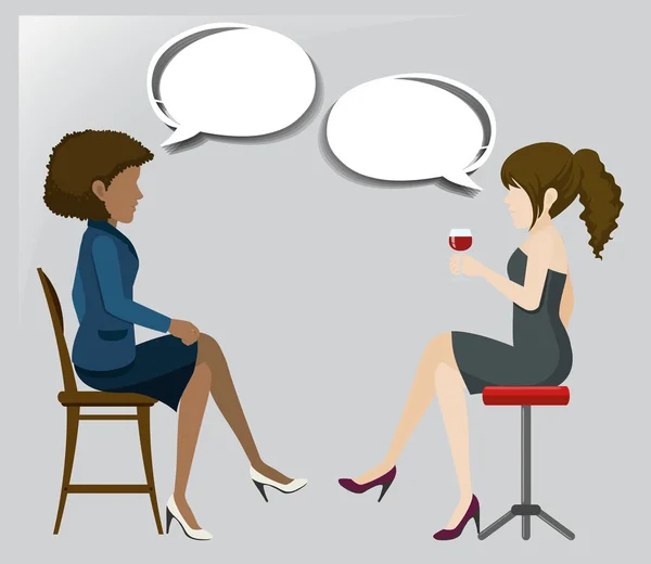 Mujeres en las sillas hablando — Vector de stock