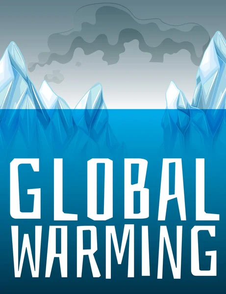 Sinal de aquecimento global com derretimento de gelo —  Vetores de Stock