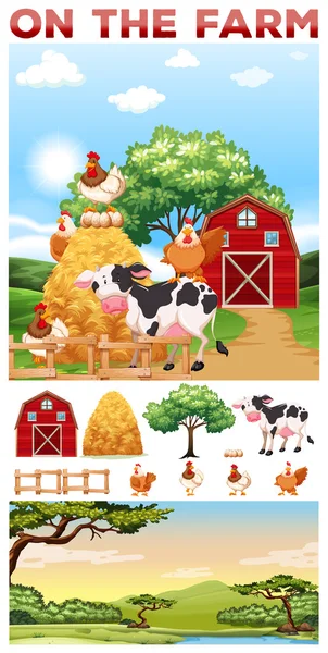 农场动物住在农场里 — 图库矢量图片