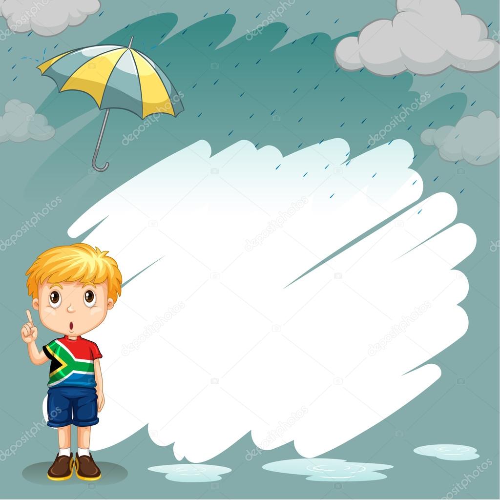 border design with boy in the rain stock vector blueringmedia