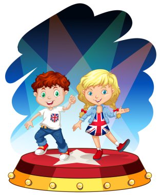 Sahnede dans kız ve erkek