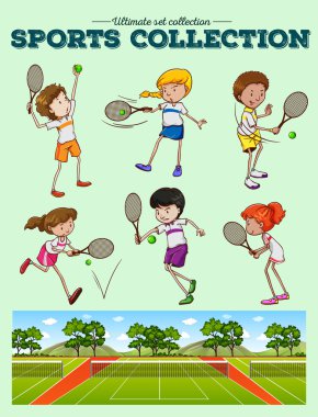 Tenis oyuncuları ve tenis kortları