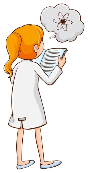 Κορίτσι, διαβάζοντας ένα βιβλίο της επιστήμης — Διανυσματικό Αρχείο