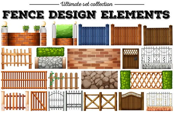 Πολλά στοιχεία σχεδίασης φράχτη — Διανυσματικό Αρχείο