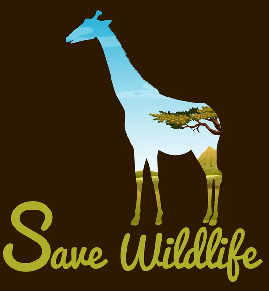 与长颈鹿保存野生动物主题 — 图库矢量图片