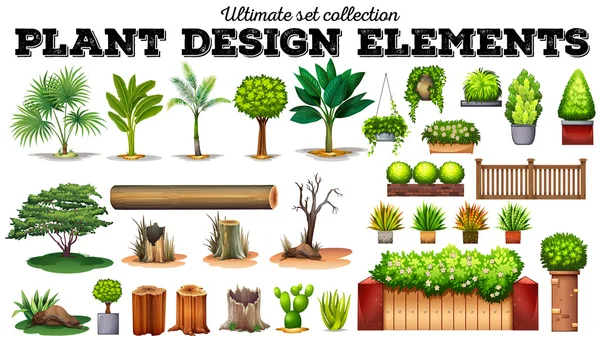 Muchos tipos de plantas — Archivo Imágenes Vectoriales