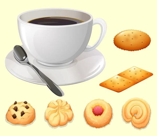 Cup of coffee and cookies — Stock Vector