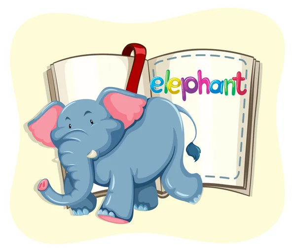 Grand éléphant et un livre — Image vectorielle