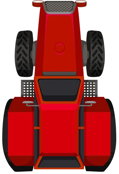 Vista superior del tractor rojo — Vector de stock