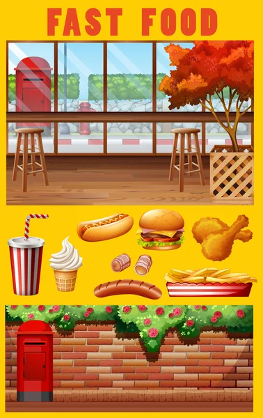 快餐食品和餐厅 — 图库矢量图片