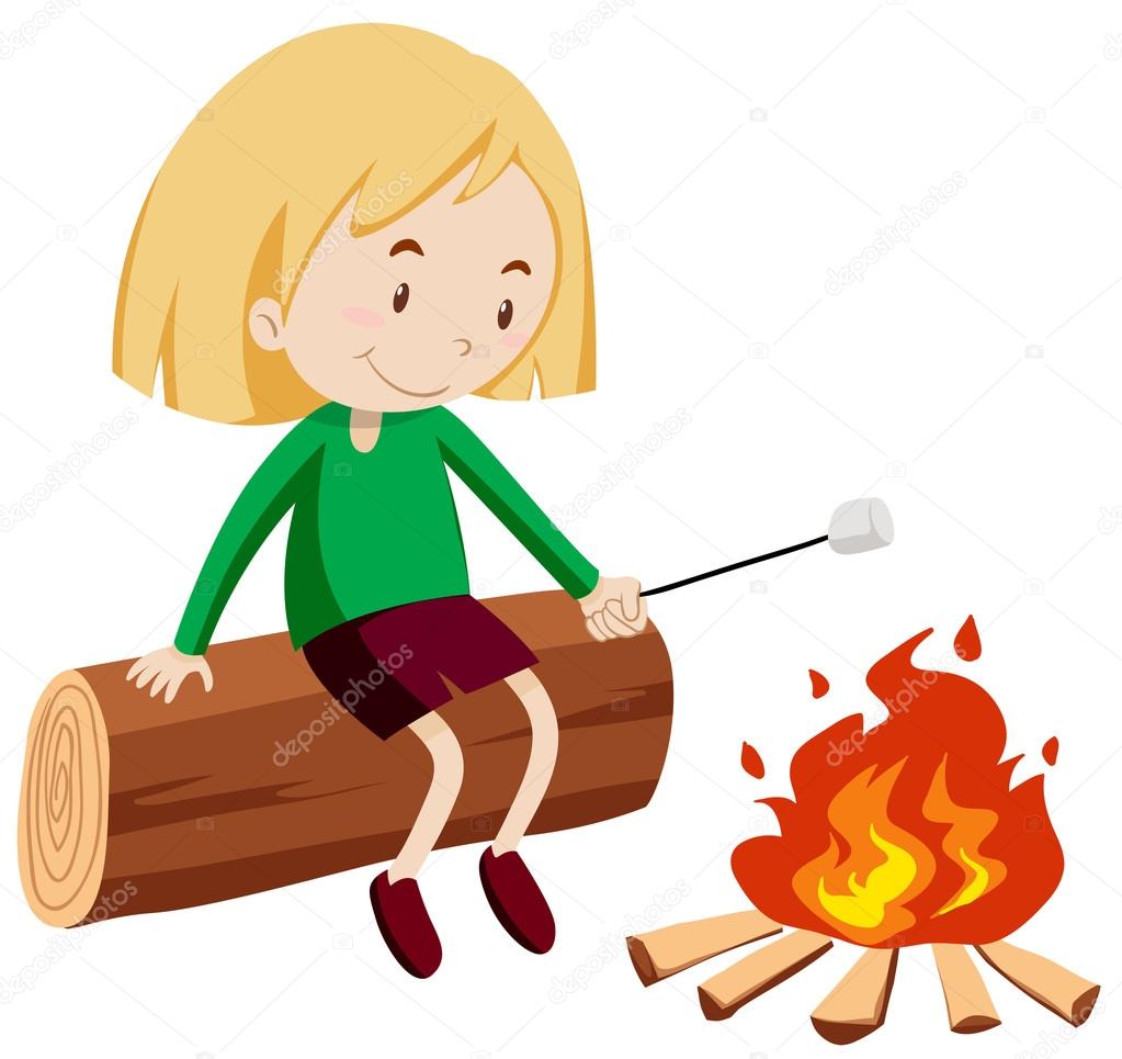 Girl at the campfire