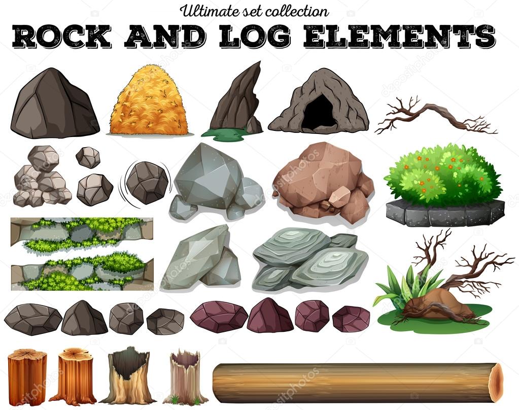 Rock and log elements