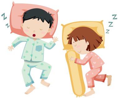 Boy and girl sleeping side by side clipart