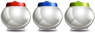 Kapaklar üç renk, yuvarlak kavanozu