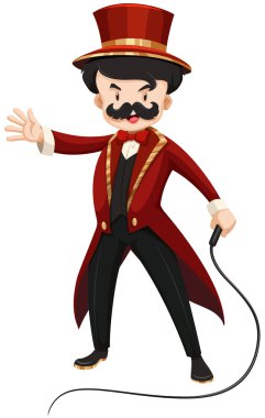 Ring master in red texido with a whip clipart