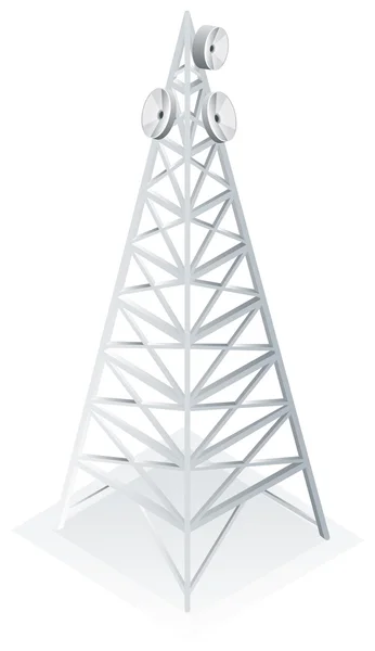 Moci věž s satelitní parabolu — Stockový vektor