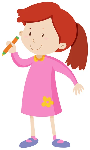 Petite fille tenant un crayon — Image vectorielle