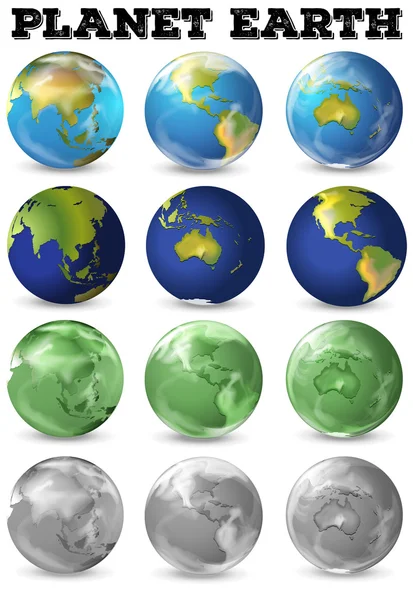 Planet earth in different form — Stock Vector