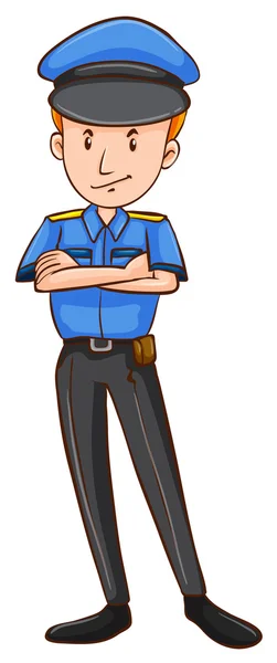 Policía en uniforme parado solo — Vector de stock