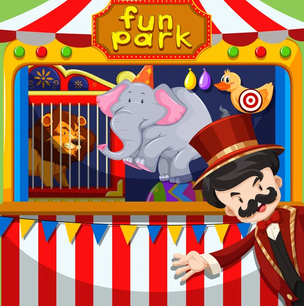 Mc und Tiershow im Zirkus — Stockvektor