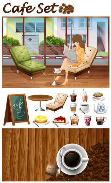 Woman hanging out in the cafe — Stock Vector