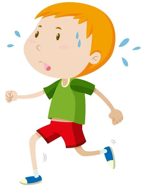 Little boy running alone — Stock Vector