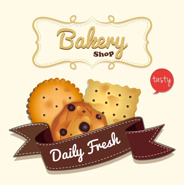 Diseño del logo con cookies y texto — Vector de stock