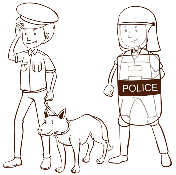 Полиция со щитом и собакой — стоковый вектор