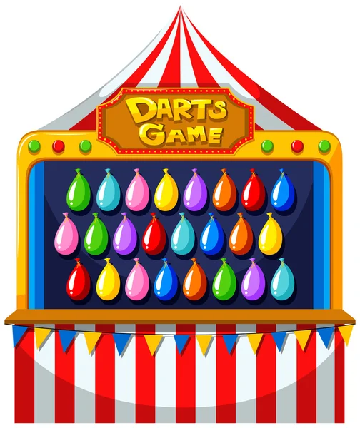 Darts játék léggömb a falon — Stock Vector