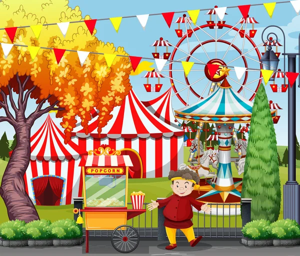 Man selling popcorn at the amusement park Royalty Free Stock Vectors