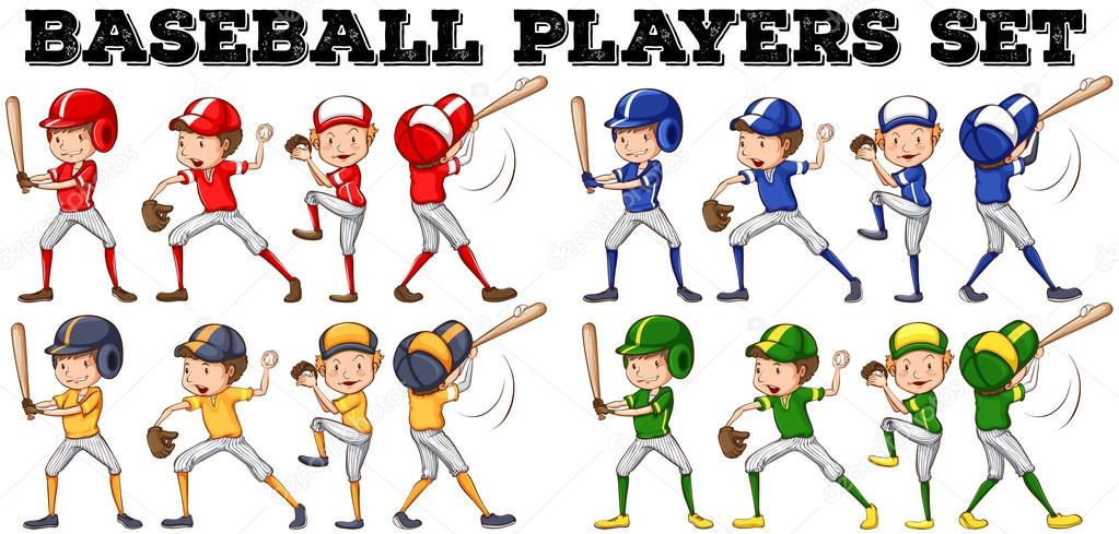 Baseball players in different positions