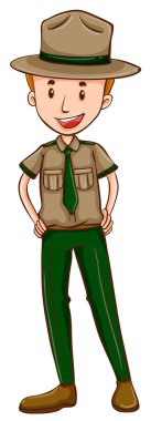 Park ranger in brown uniform clipart