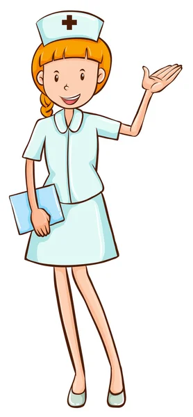 Nurse in white uniform waving — Stock Vector