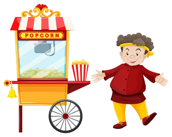 Man and popcorn vendor — Stock Vector