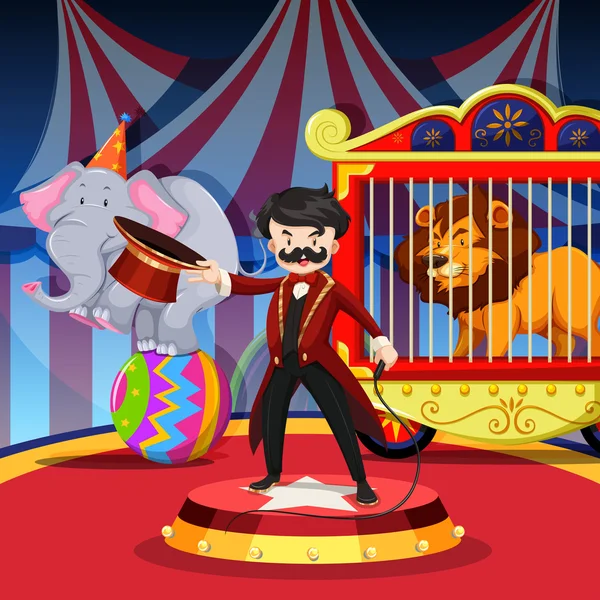 Manege frei mit Tiershow im Zirkus — Stockvektor