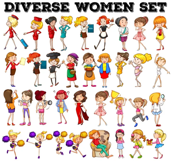 Разнообразные женщины на белом — стоковый вектор