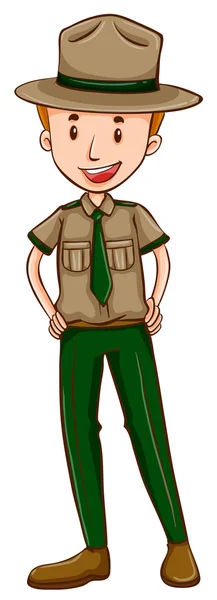 Park ranger in uniforme marrone — Vettoriale Stock