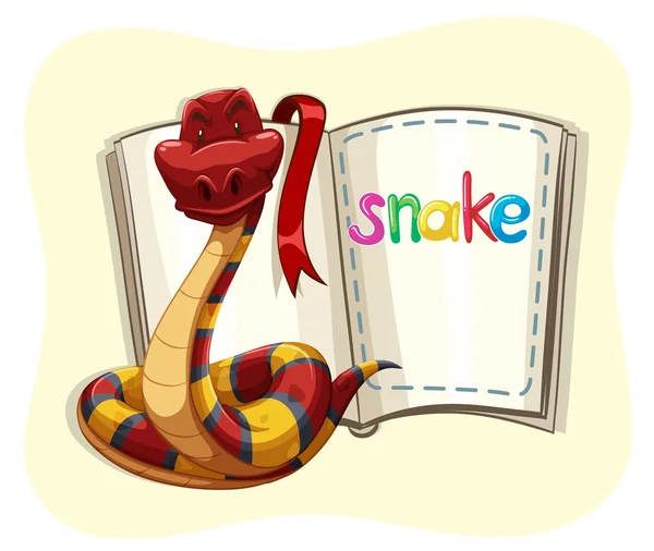 Cobra vermelha e um livro — Vetor de Stock