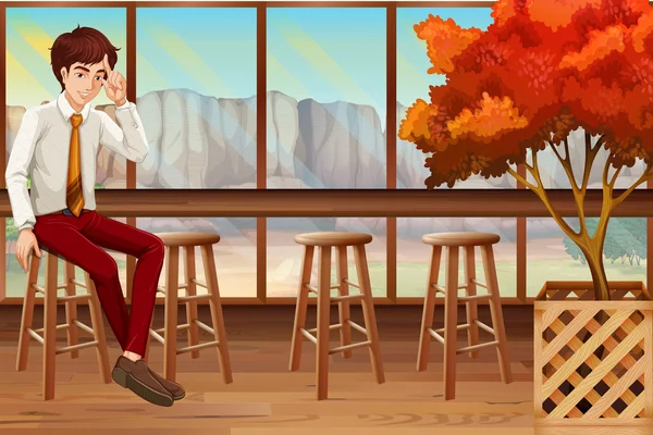 Homme assis dans le restaurant — Image vectorielle