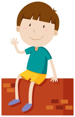 Çocuk el sallayarak duvar