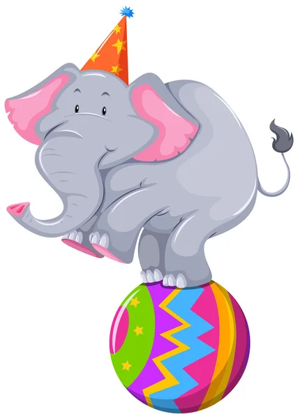 Gelukkig olifant balanceren op bal — Stockvector