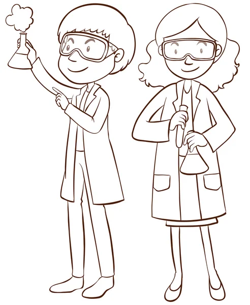 Male and female scientists — Stock Vector