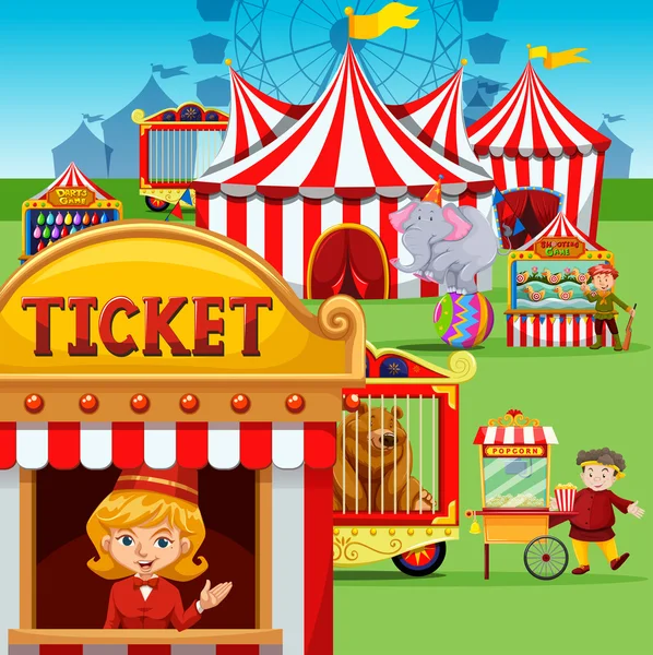 Ticket booth op het carnaval — Stockvector