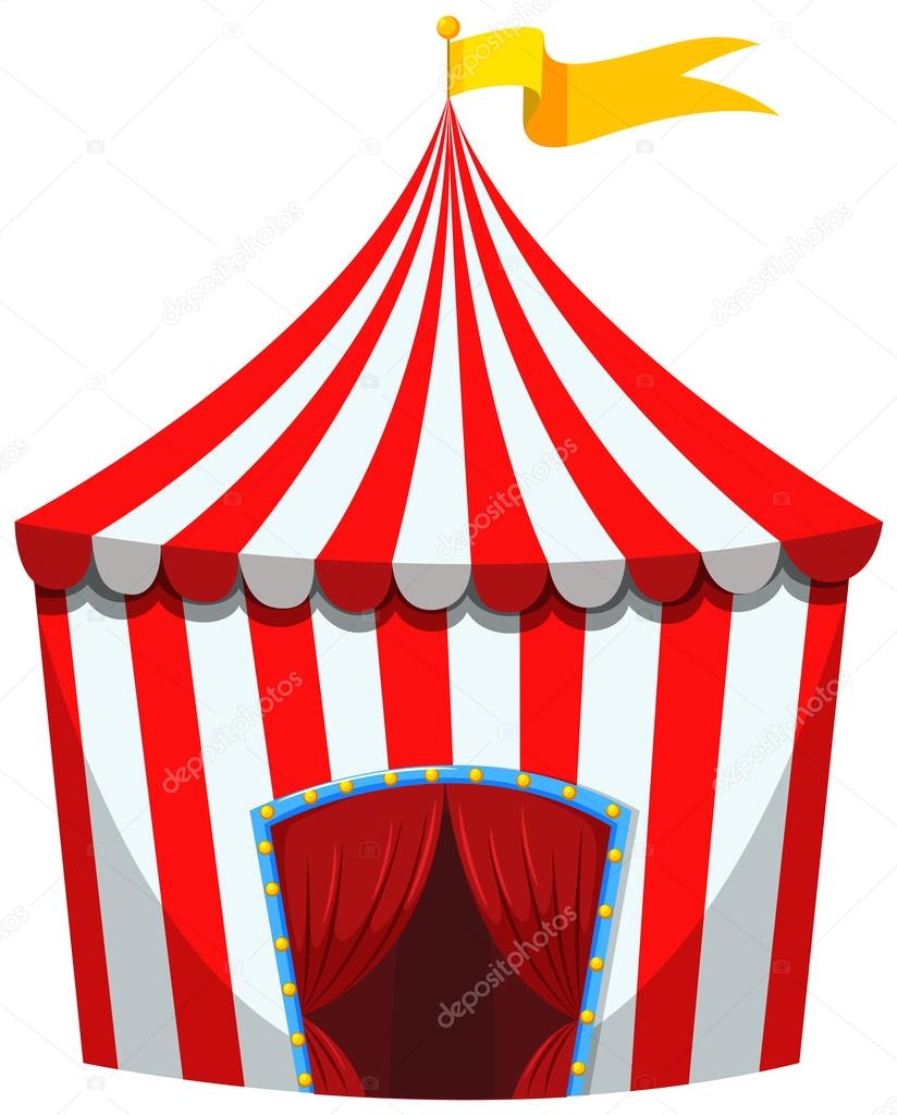 Circus tent in red and white striped
