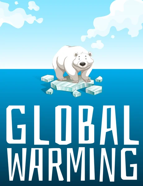 Globale opwarming van de aarde thema met polar bear — Stockvector