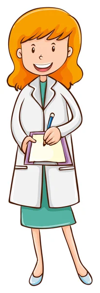 Женщина-врач пишет на бумаге — стоковый вектор