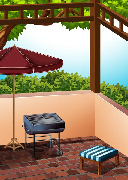 Barbecue sur la terrasse — Image vectorielle