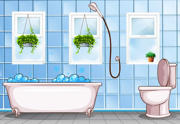 Ванна кімната з ванною і туалетом — стоковий вектор