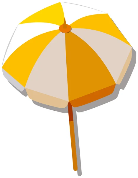 Single umbrella with yellow and white striped — Stock Vector