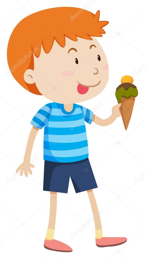 Little boy eating ice cream Stock Illustration by ©blueringmedia 90936858